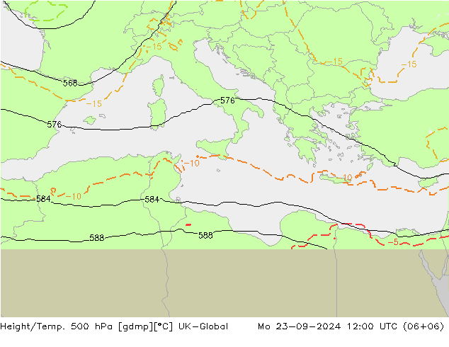 Height/Temp. 500 hPa UK-Global  23.09.2024 12 UTC