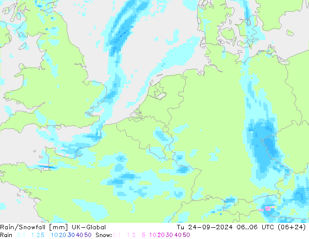 Rain/Snowfall UK-Global Ter 24.09.2024 06 UTC