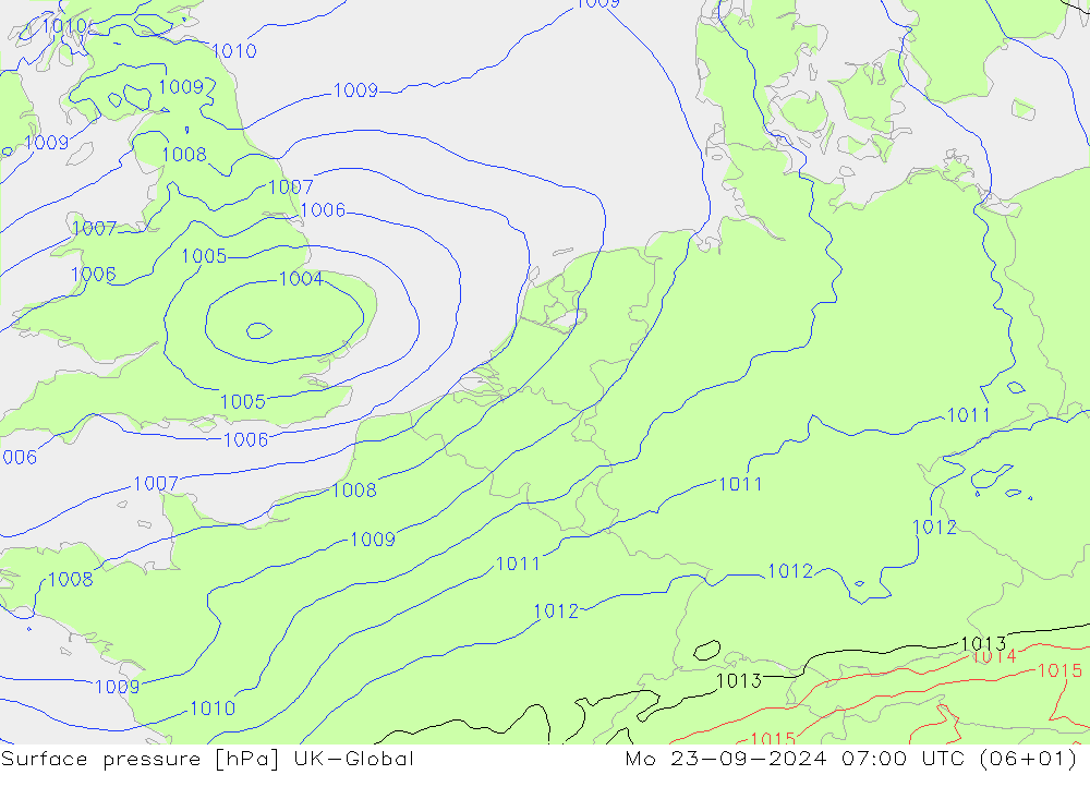 Luchtdruk (Grond) UK-Global ma 23.09.2024 07 UTC