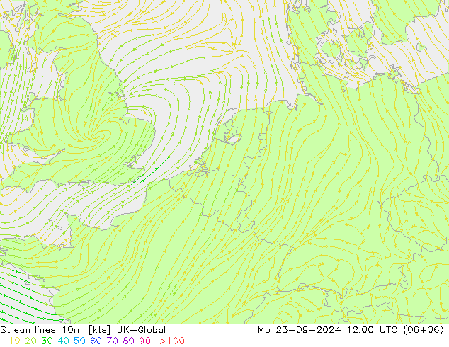 Streamlines 10m UK-Global Po 23.09.2024 12 UTC