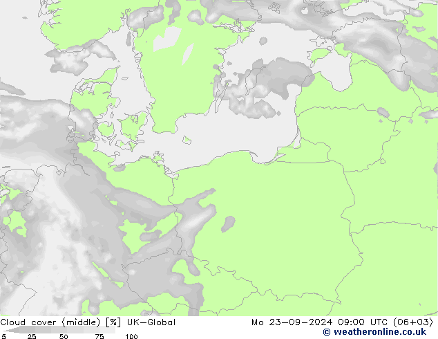 Cloud cover (middle) UK-Global Mo 23.09.2024 09 UTC