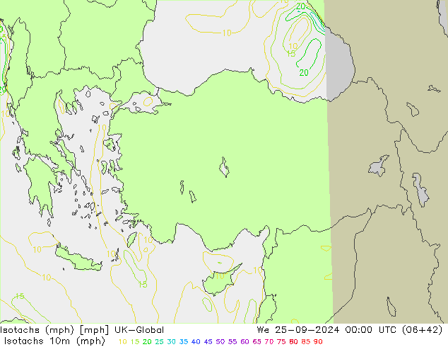 Isotachs (mph) UK-Global  25.09.2024 00 UTC