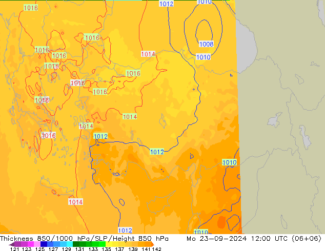 Thck 850-1000 hPa UK-Global lun 23.09.2024 12 UTC