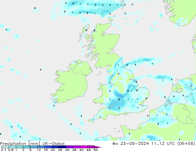 Precipitation UK-Global Mo 23.09.2024 12 UTC