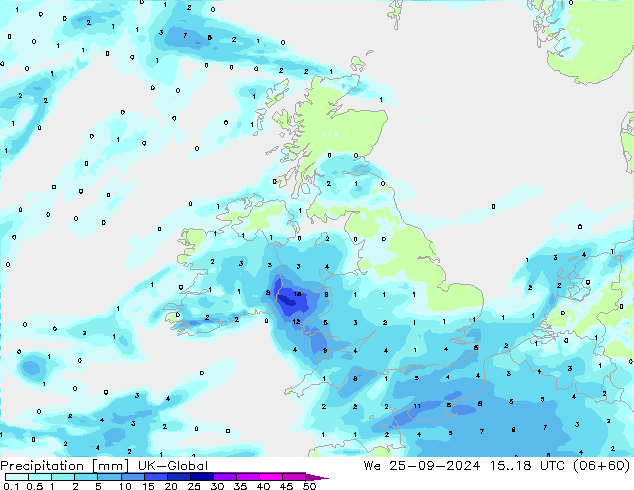 Precipitation UK-Global We 25.09.2024 18 UTC