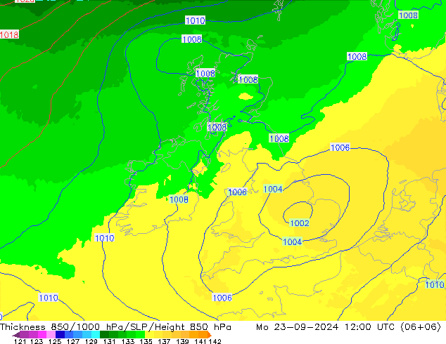 Thck 850-1000 hPa UK-Global Mo 23.09.2024 12 UTC