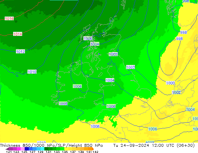 Thck 850-1000 hPa UK-Global Tu 24.09.2024 12 UTC