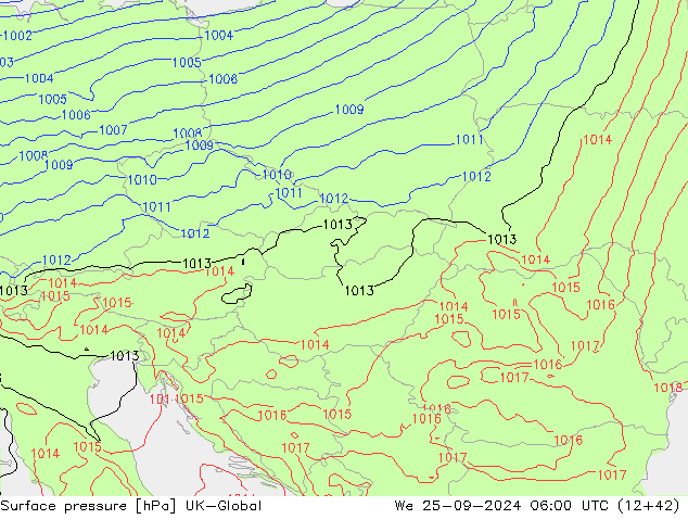 Presión superficial UK-Global mié 25.09.2024 06 UTC