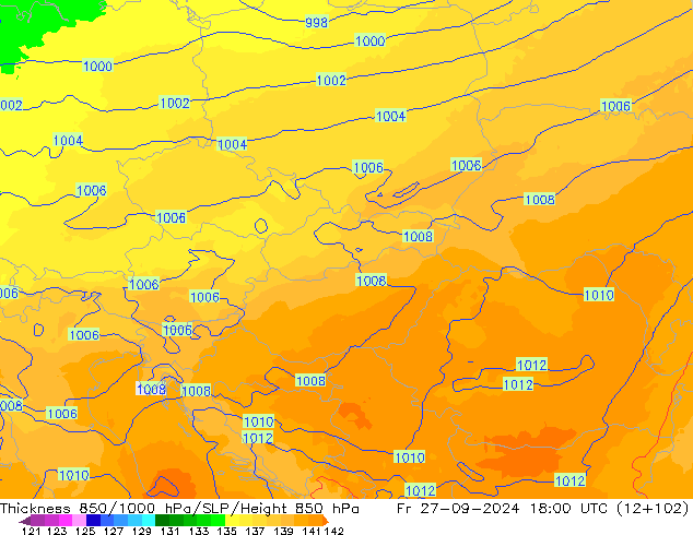 Thck 850-1000 hPa UK-Global  27.09.2024 18 UTC