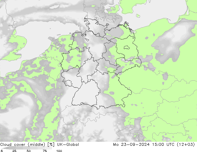 Cloud cover (middle) UK-Global Mo 23.09.2024 15 UTC