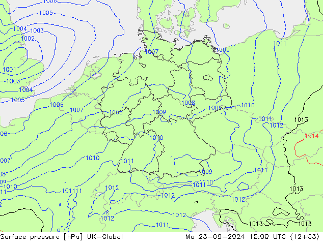 Surface pressure UK-Global Mo 23.09.2024 15 UTC