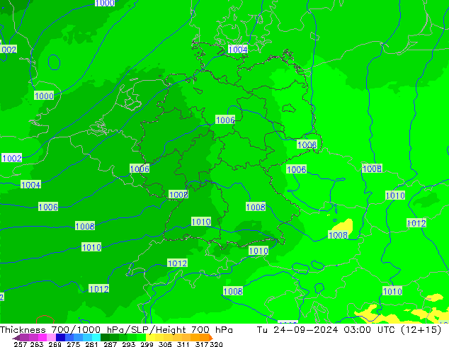 Dikte700-1000 hPa UK-Global di 24.09.2024 03 UTC