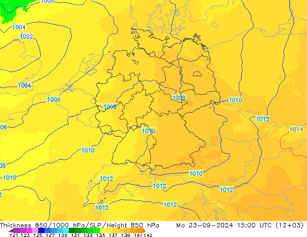 Thck 850-1000 гПа UK-Global пн 23.09.2024 15 UTC