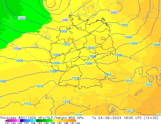 Thck 850-1000 hPa UK-Global mar 24.09.2024 18 UTC