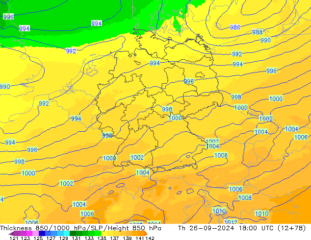 850-1000 hPa Kalınlığı UK-Global Per 26.09.2024 18 UTC