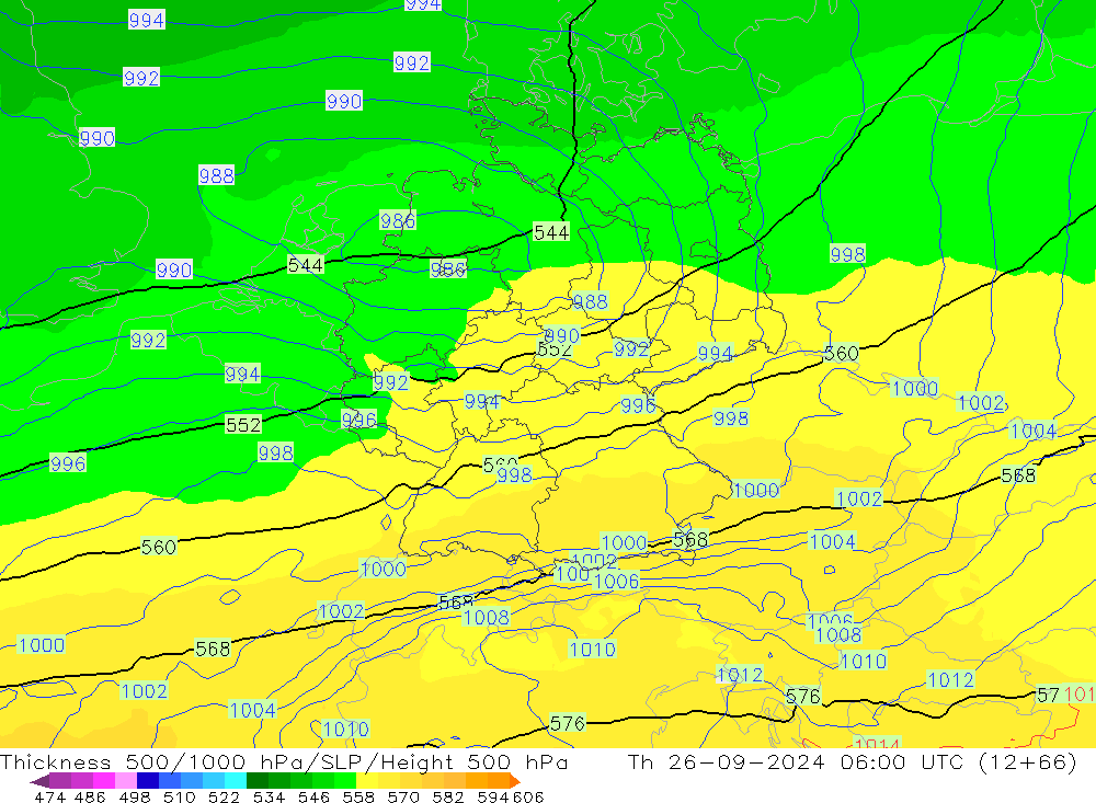 Thck 500-1000hPa UK-Global Qui 26.09.2024 06 UTC