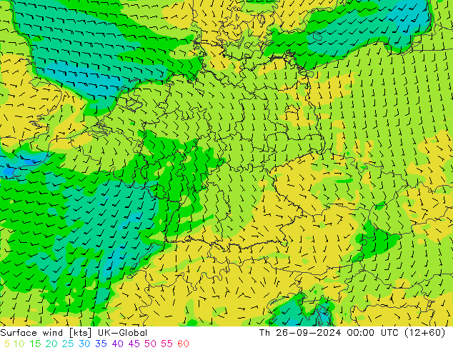 Surface wind UK-Global Th 26.09.2024 00 UTC