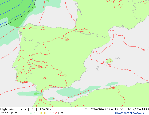 High wind areas UK-Global Su 29.09.2024 12 UTC