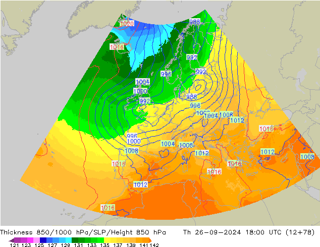 Thck 850-1000 hPa UK-Global gio 26.09.2024 18 UTC