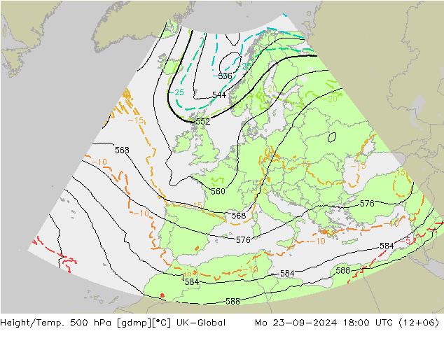 Height/Temp. 500 hPa UK-Global  23.09.2024 18 UTC