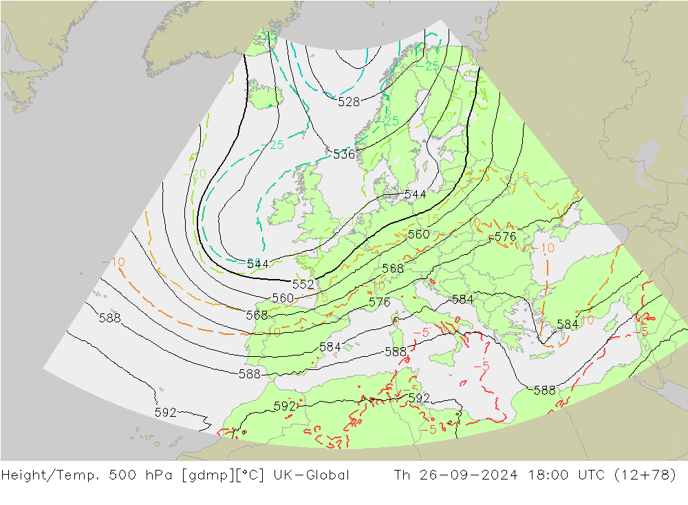 Géop./Temp. 500 hPa UK-Global jeu 26.09.2024 18 UTC