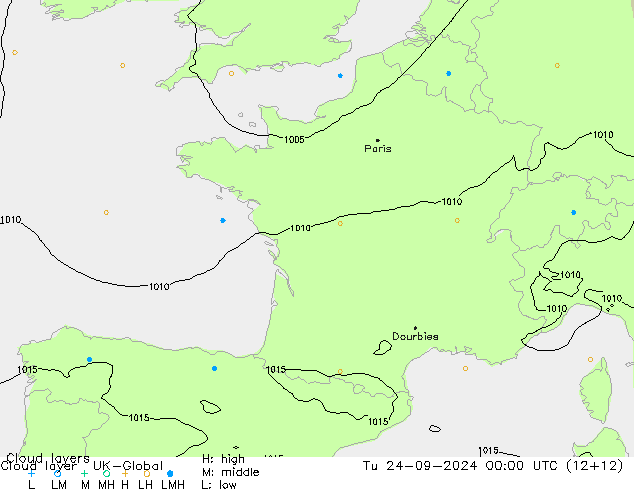 Cloud layer UK-Global Tu 24.09.2024 00 UTC