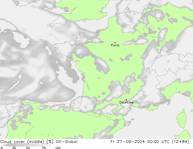 Cloud cover (middle) UK-Global Fr 27.09.2024 00 UTC