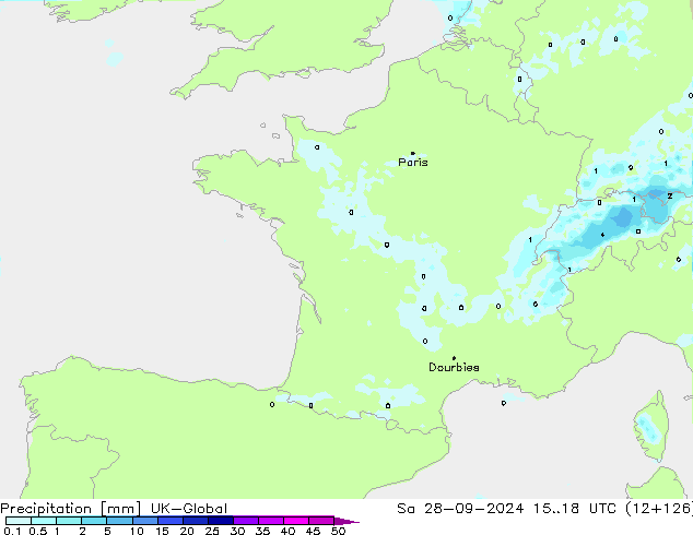 осадки UK-Global сб 28.09.2024 18 UTC