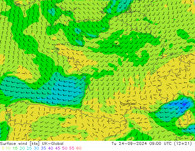 wiatr 10 m UK-Global wto. 24.09.2024 09 UTC