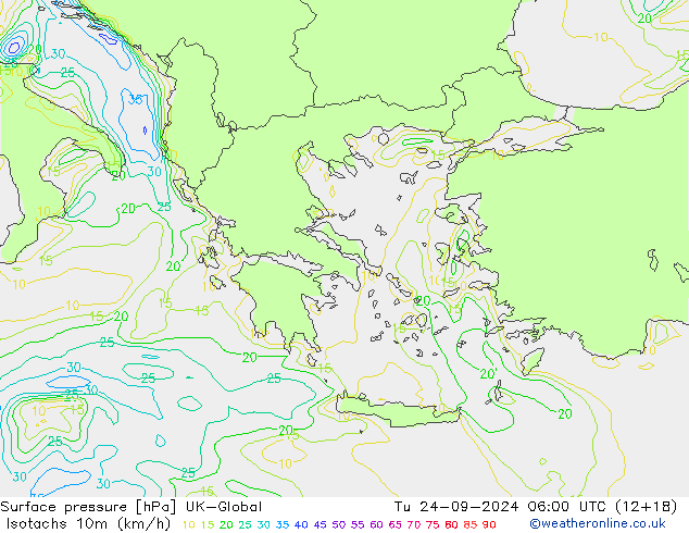 Isotachs (kph) UK-Global Ter 24.09.2024 06 UTC