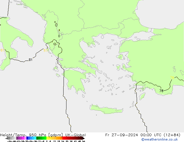 Height/Temp. 950 hPa UK-Global Fr 27.09.2024 00 UTC