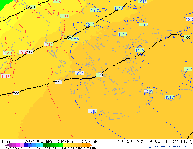 Thck 500-1000hPa UK-Global Ne 29.09.2024 00 UTC