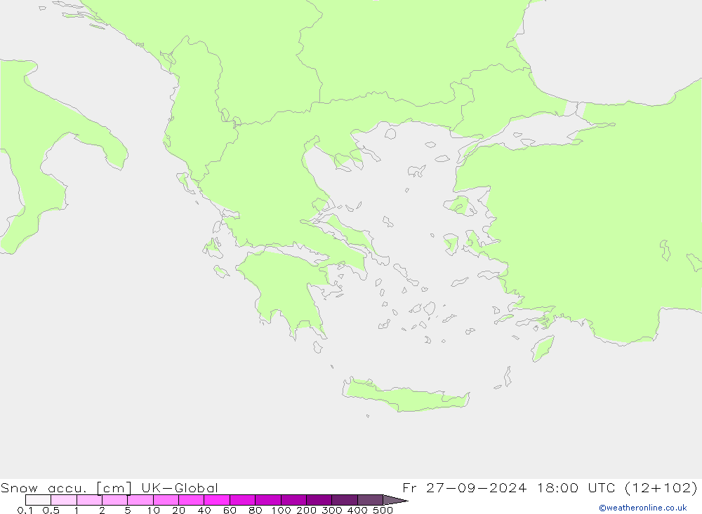 Snow accu. UK-Global Fr 27.09.2024 18 UTC