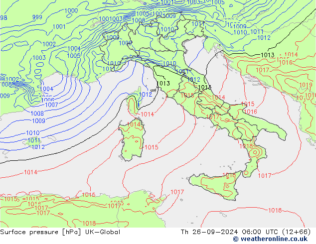 Atmosférický tlak UK-Global Čt 26.09.2024 06 UTC