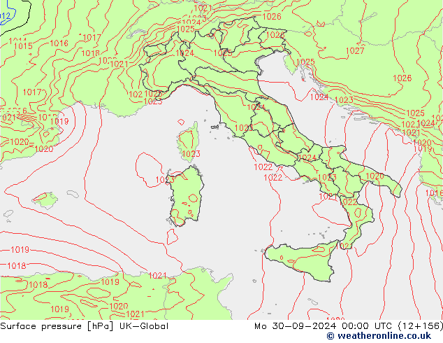 pressão do solo UK-Global Seg 30.09.2024 00 UTC