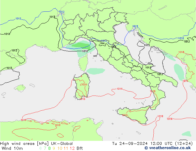 High wind areas UK-Global  24.09.2024 12 UTC