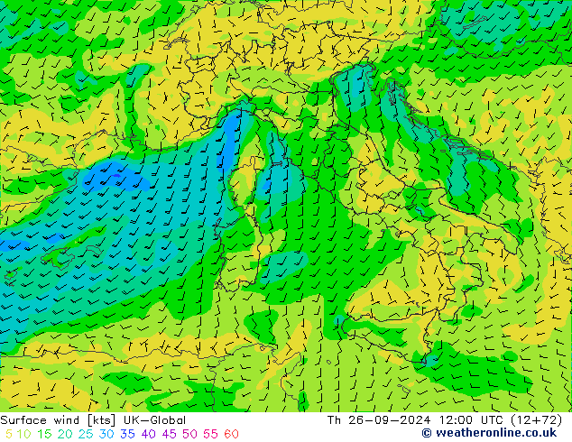 Vent 10 m UK-Global jeu 26.09.2024 12 UTC