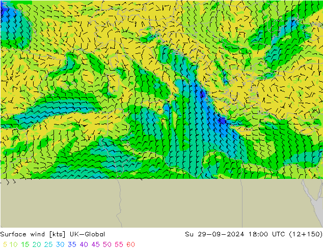 Surface wind UK-Global Su 29.09.2024 18 UTC