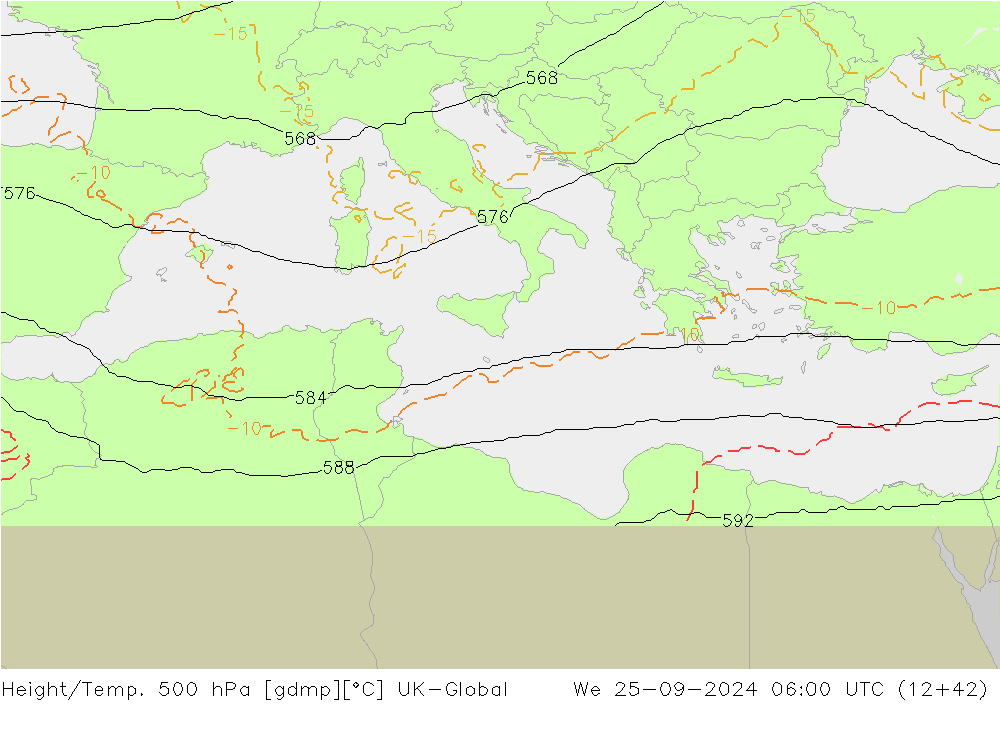 Height/Temp. 500 hPa UK-Global We 25.09.2024 06 UTC