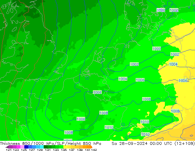 850-1000 hPa Kalınlığı UK-Global Cts 28.09.2024 00 UTC