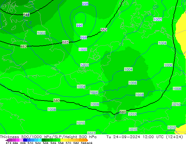 Thck 500-1000hPa UK-Global Tu 24.09.2024 12 UTC