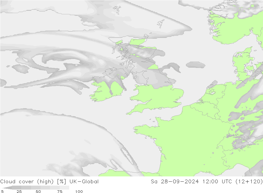 Cloud cover (high) UK-Global Sa 28.09.2024 12 UTC