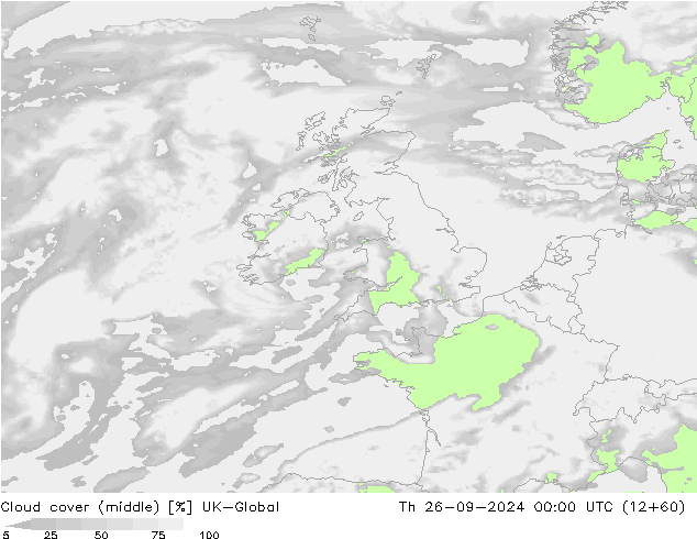 Cloud cover (middle) UK-Global Th 26.09.2024 00 UTC