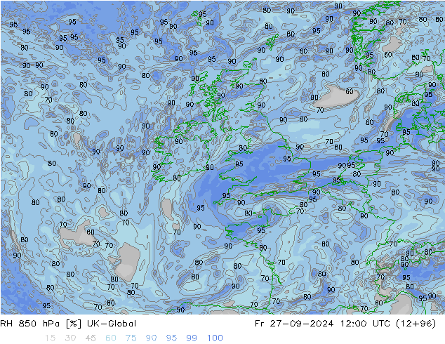 RH 850 hPa UK-Global Sex 27.09.2024 12 UTC