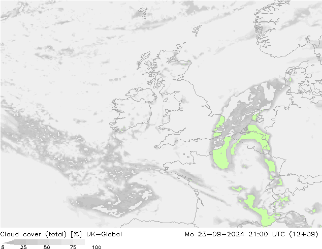 zachmurzenie (suma) UK-Global pon. 23.09.2024 21 UTC