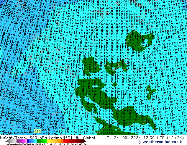 Geop./Temp. 500 hPa UK-Global mar 24.09.2024 12 UTC