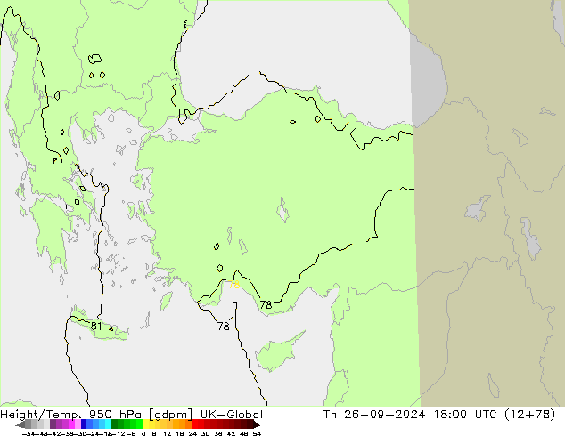 Height/Temp. 950 hPa UK-Global Th 26.09.2024 18 UTC