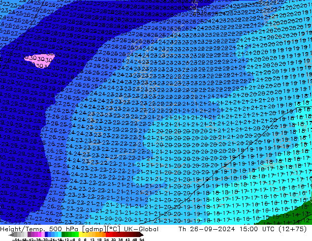 Height/Temp. 500 hPa UK-Global gio 26.09.2024 15 UTC