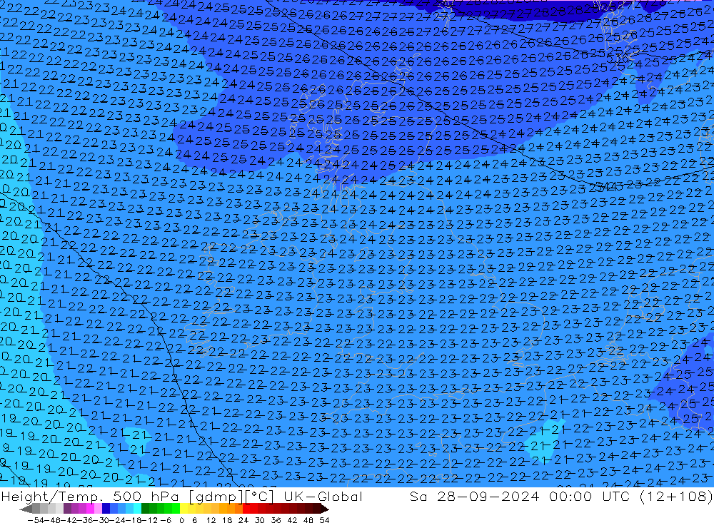 Height/Temp. 500 hPa UK-Global Sa 28.09.2024 00 UTC