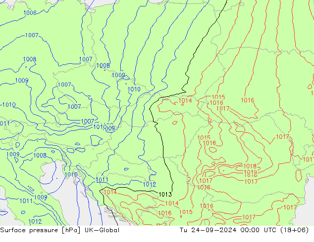 Surface pressure UK-Global Tu 24.09.2024 00 UTC